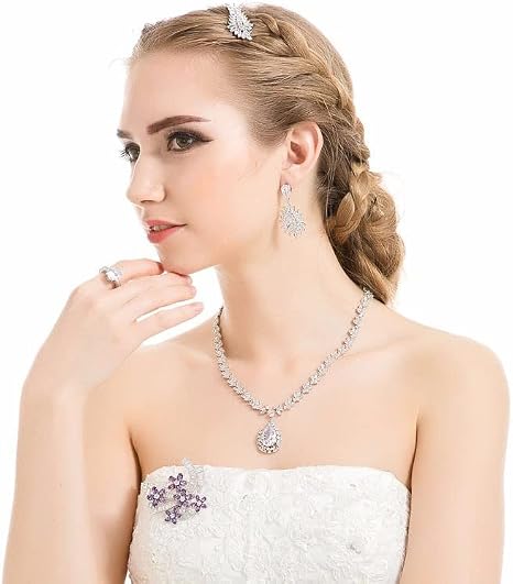 14K Gold Moissanite Women Jewelry Set, Natural Crystal Necklace & Earrings, Luxury Wedding/Evening Dress Accessory, Fashionable High-End Gift Set