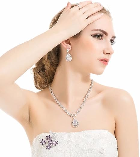 14K Gold Moissanite Women Jewelry Set, Natural Crystal Necklace & Earrings, Luxury Wedding/Evening Dress Accessory, Fashionable High-End Gift Set