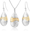 Fine Sterling Silver Jewelry Set With Gold Plated Intricate Designs