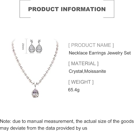 14K Gold Moissanite Women Jewelry Set, Natural Crystal Necklace & Earrings, Luxury Wedding/Evening Dress Accessory, Fashionable High-End Gift Set