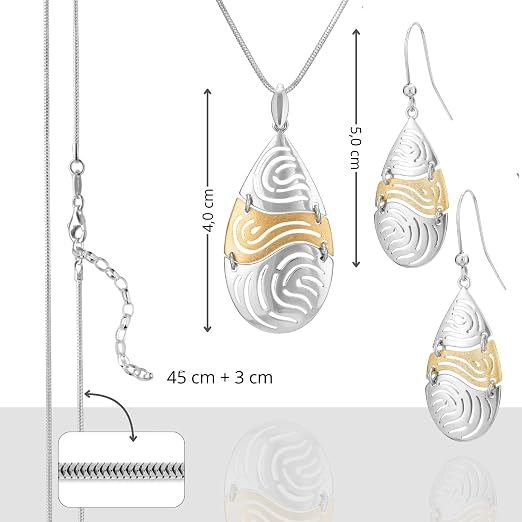 Fine Sterling Silver Jewelry Set With Gold Plated Intricate Designs