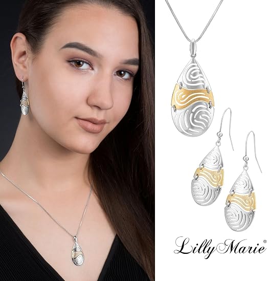 Fine Sterling Silver Jewelry Set With Gold Plated Intricate Designs